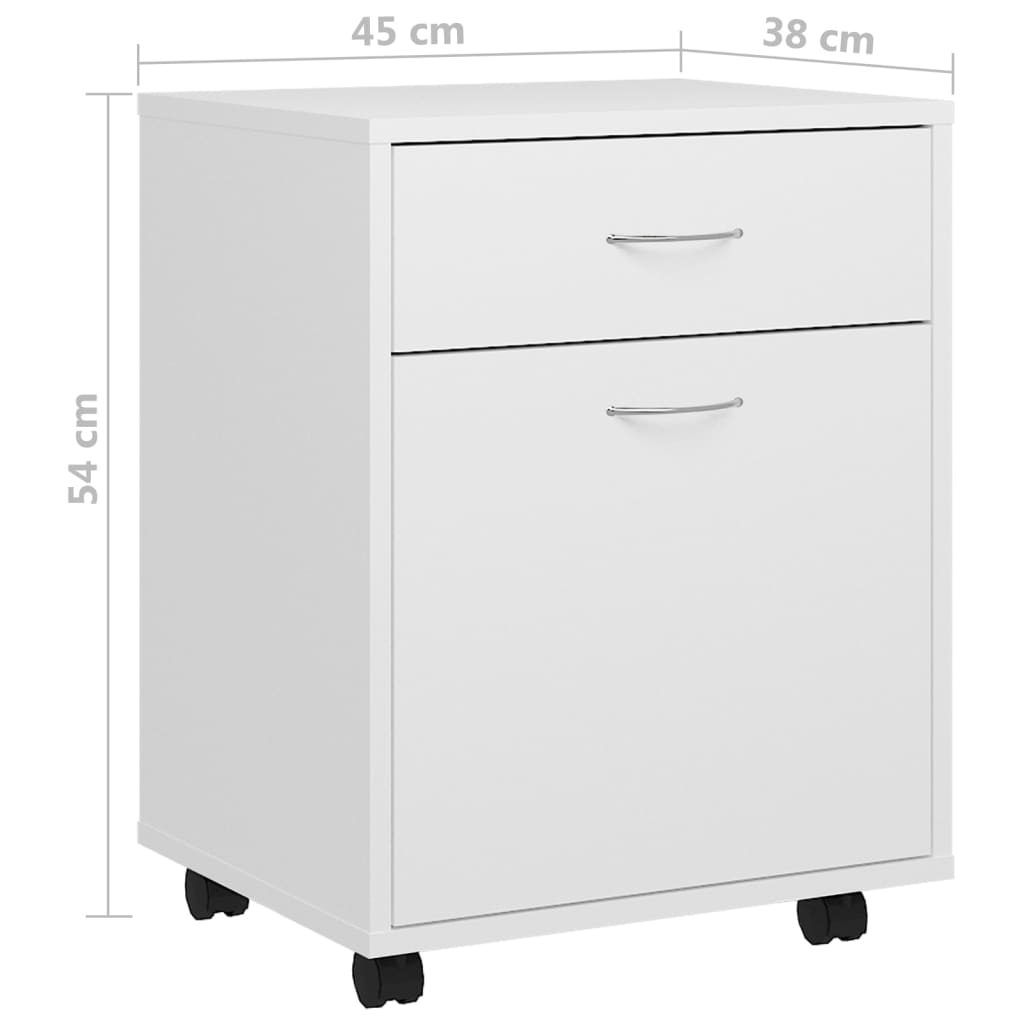 Mobiletto con Rotelle Bianco 45x38x54cm in Legno Ingegnerizzato - homemem39