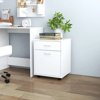 Mobiletto con Rotelle Bianco 45x38x54cm in Legno Ingegnerizzato - homemem39