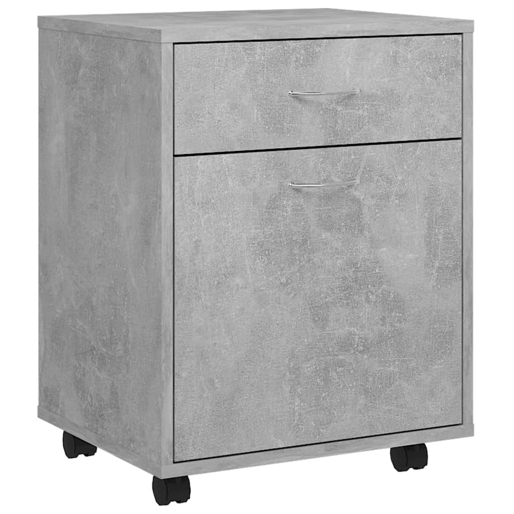 Mobiletto con Ruote Grigio Cemento 45x38x54cm Legno Multistrato - homemem39