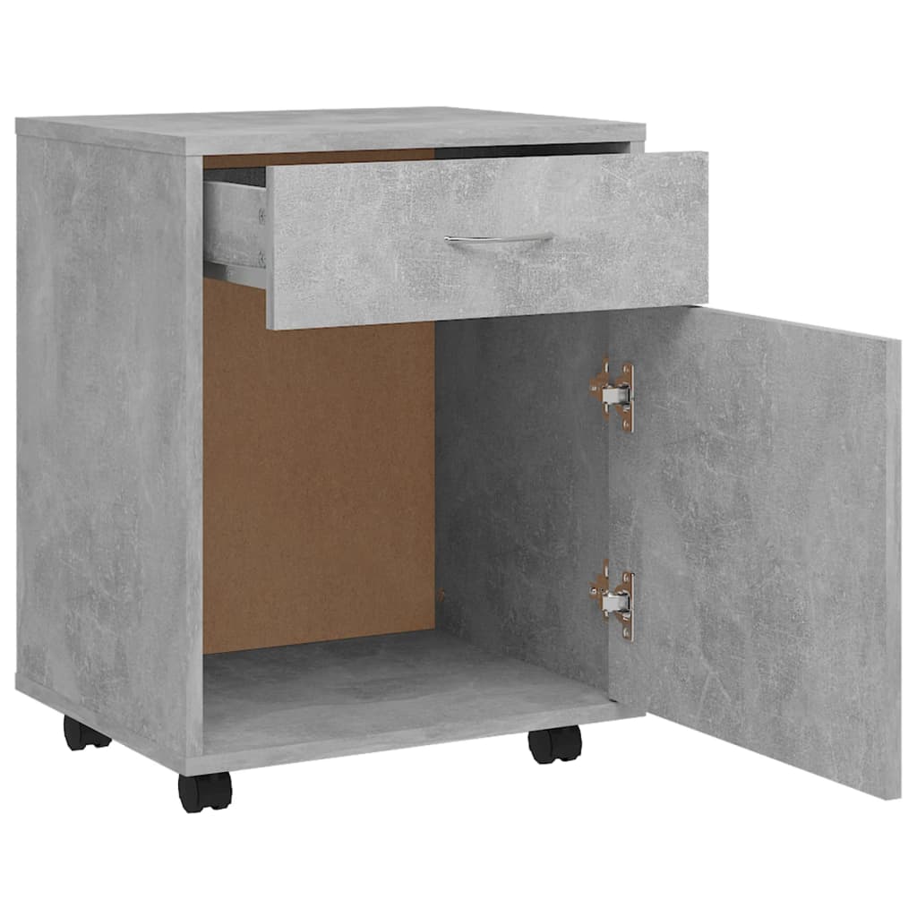 Mobiletto con Ruote Grigio Cemento 45x38x54cm Legno Multistrato - homemem39