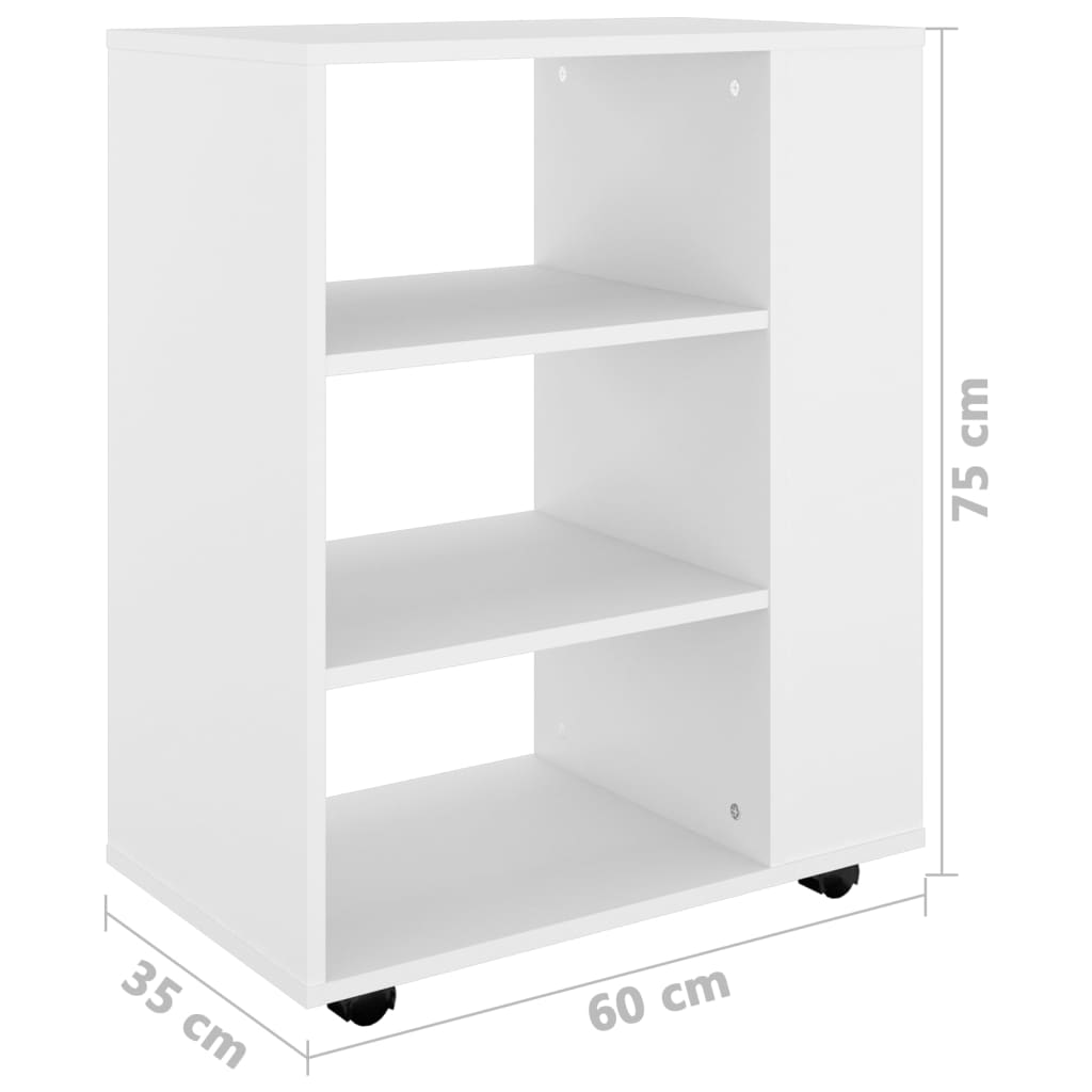 Mobiletto con Rotelle Bianco 60x35x75cm in Legno Ingegnerizzato - homemem39