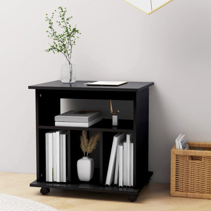 Mobiletto con Rotelle Nero 60x45x60 cm in Truciolato - homemem39