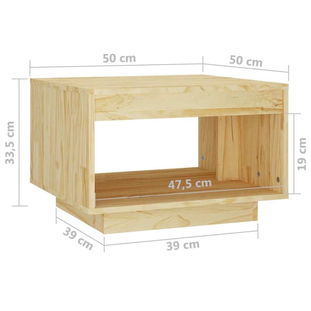 Tavolino da Salotto 50x50x33,5 cm in Legno Massello di Pino - homemem39