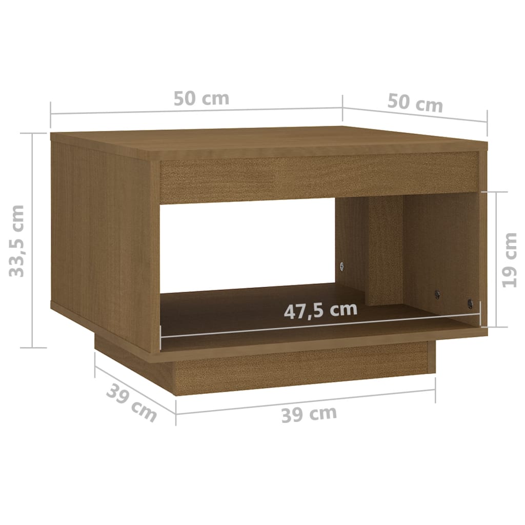 Tavolino da Salotto Miele 50x50x33,5 cm Legno Massello di Pino - homemem39