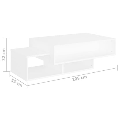 Tavolino da Salotto Bianco 102x55x42 cm Legno Legno Multistrato - homemem39