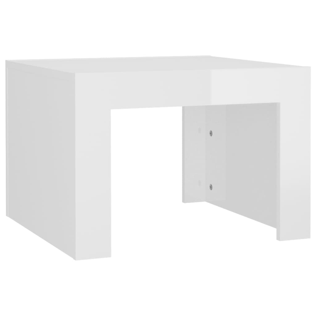 Tavolino da Salotto Bianco Lucido 50x50x35 cm in Truciolato - homemem39