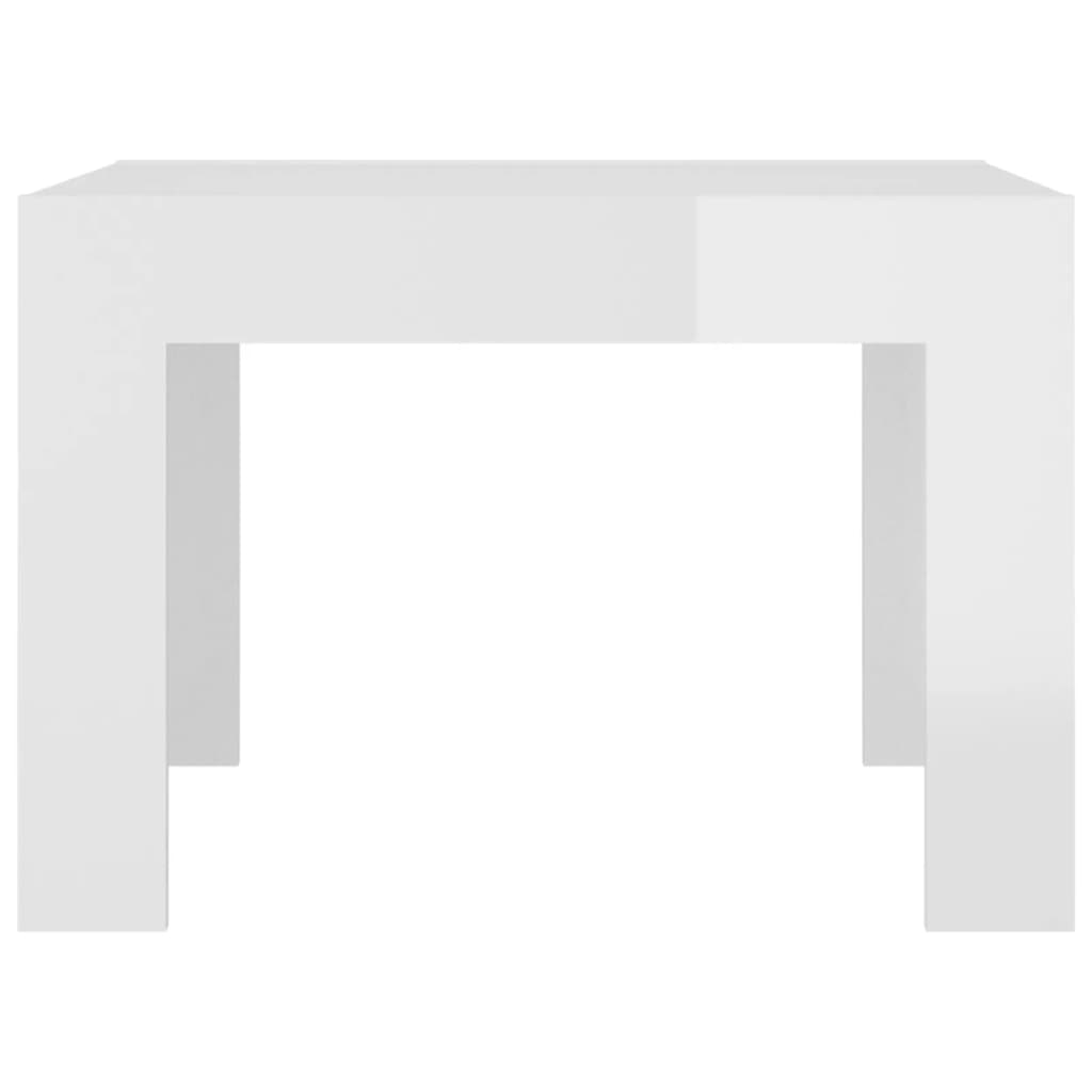 Tavolino da Salotto Bianco Lucido 50x50x35 cm in Truciolato - homemem39
