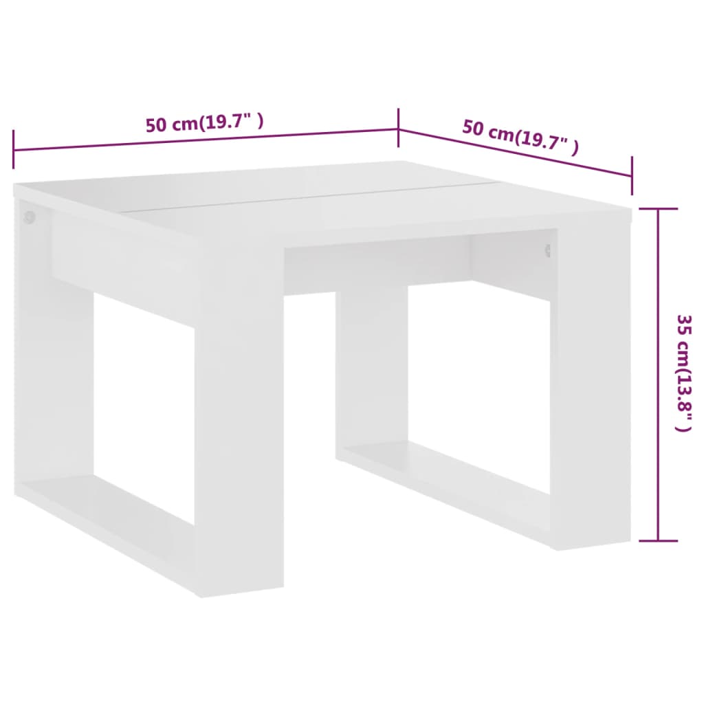 Tavolino Bianco 50x30x50 cm in Legno Multistrato - homemem39