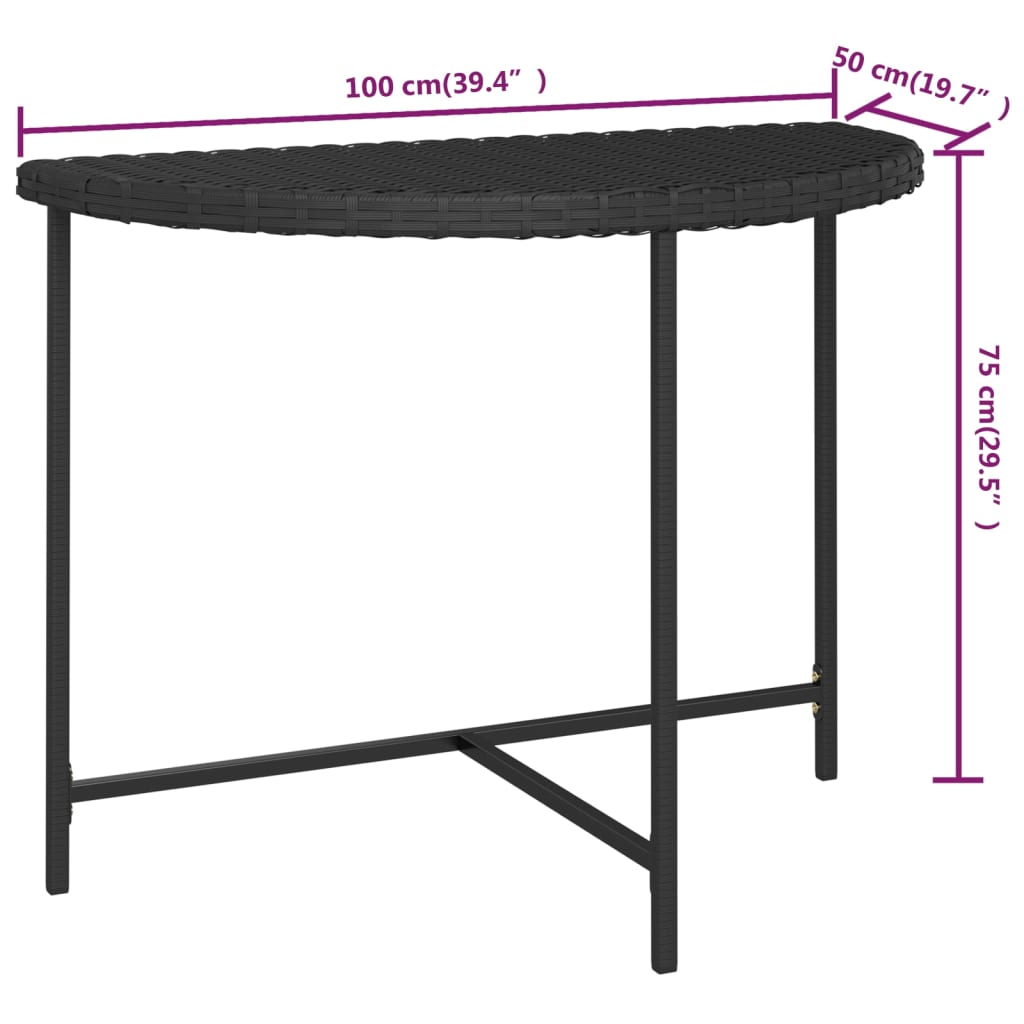Tavolo da Giardino Nero 100x50x75 cm in Polyrattan - homemem39