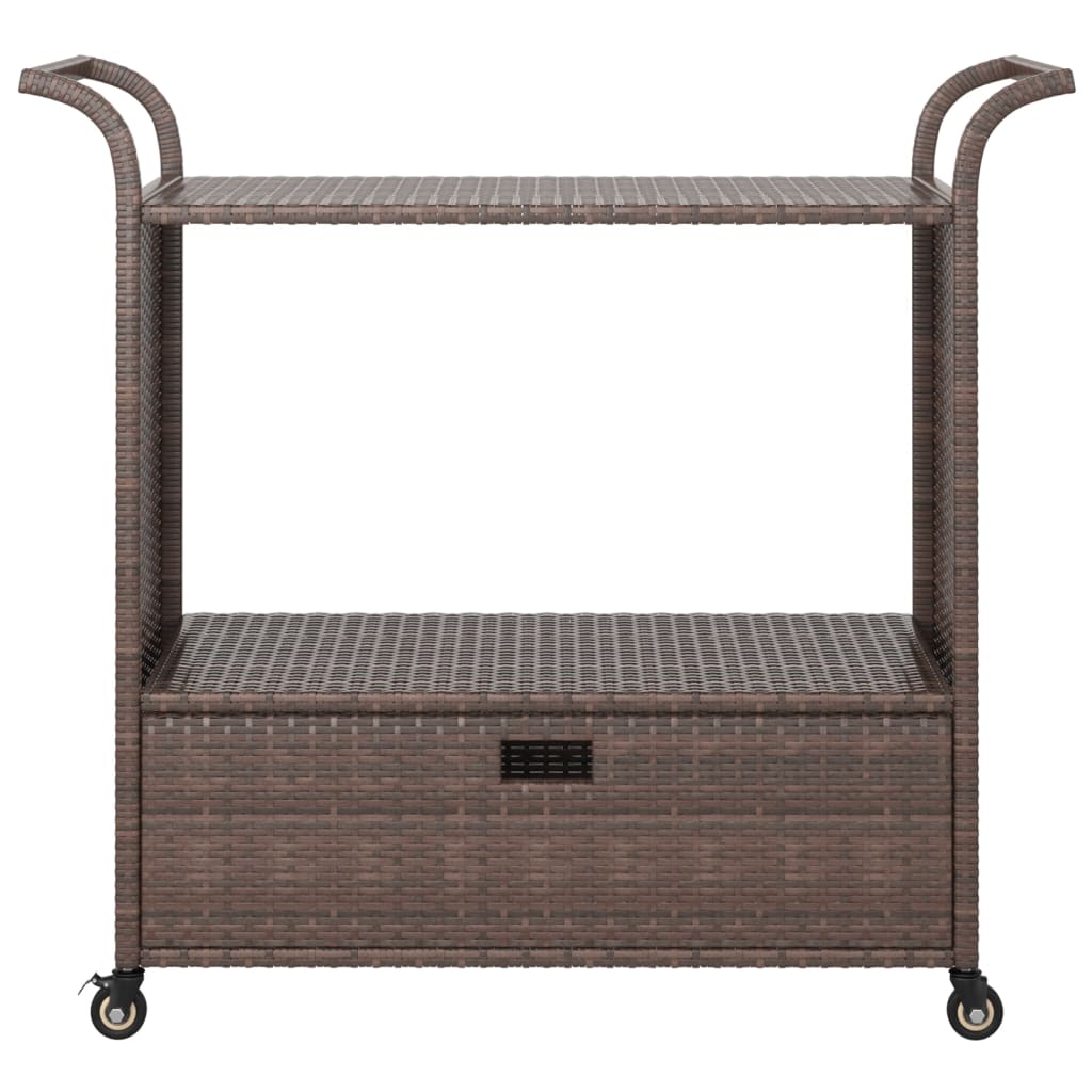 Carrello da Bar con Cassetto Marrone 100x45x97 cm in Polyrattan - homemem39