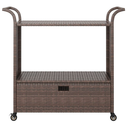 Carrello da Bar con Cassetto Marrone 100x45x97 cm in Polyrattan - homemem39