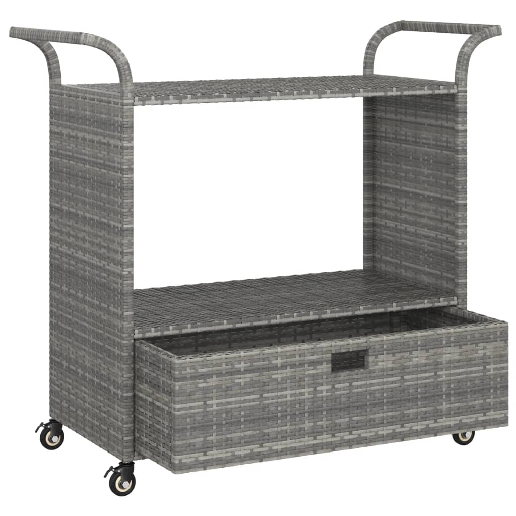 Carrello da Bar con Cassetto Grigio 100x45x97 cm in Polyrattan - homemem39