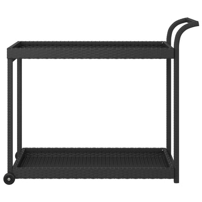 Carrello da Bar Nero 100x45x83 cm in Polyrattan - homemem39