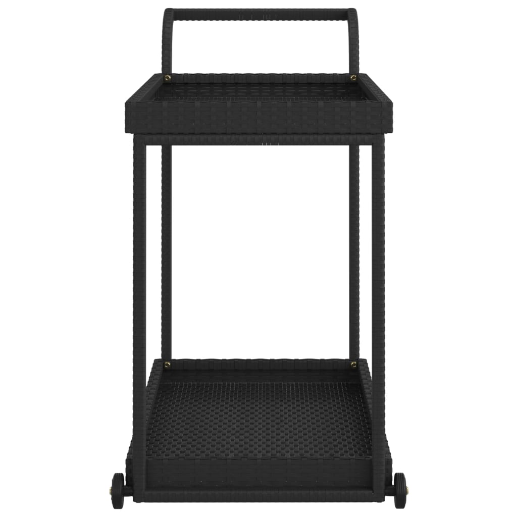 Carrello da Bar Nero 100x45x83 cm in Polyrattan - homemem39