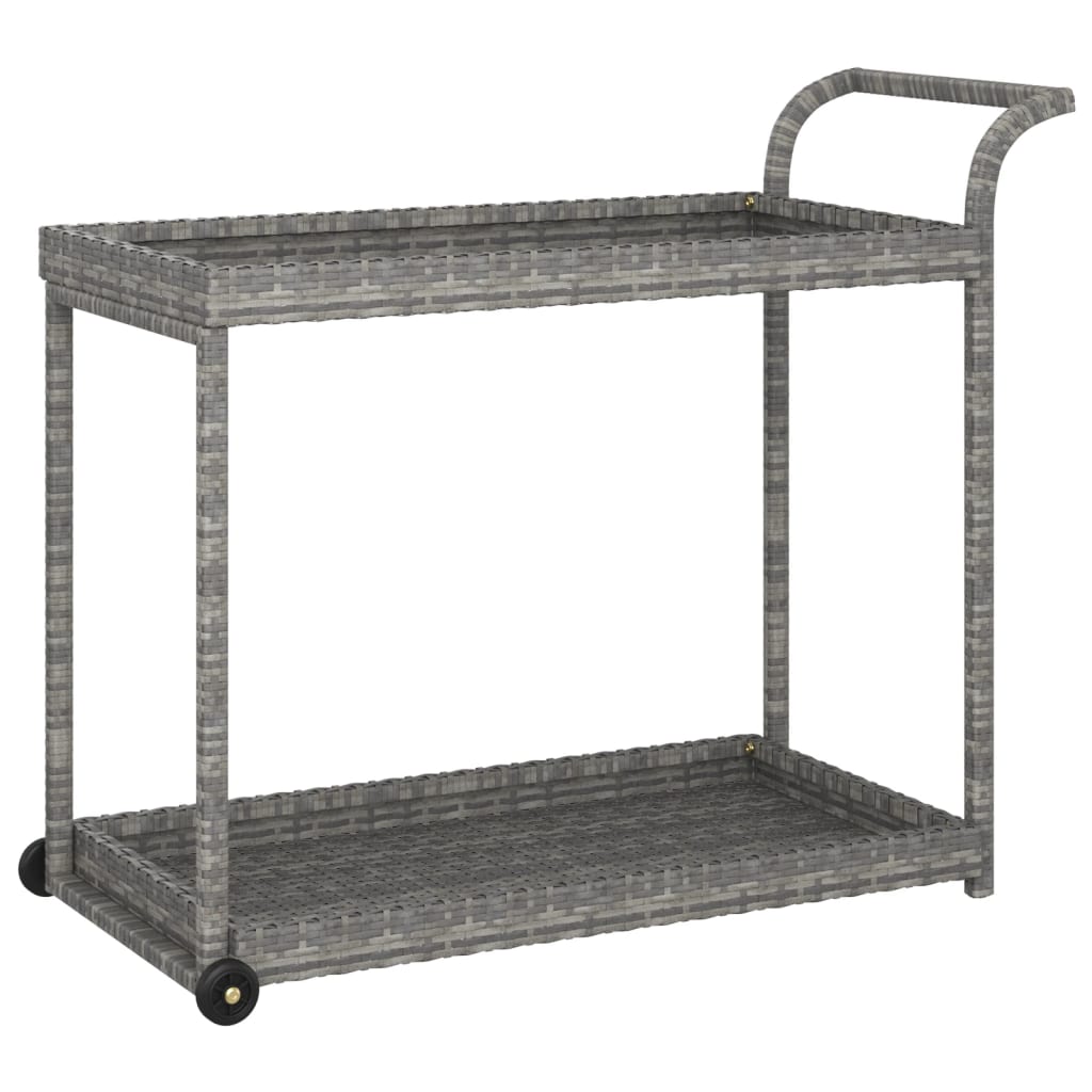 Carrello da Bar Grigio 100x45x83 cm in Polyrattan - homemem39