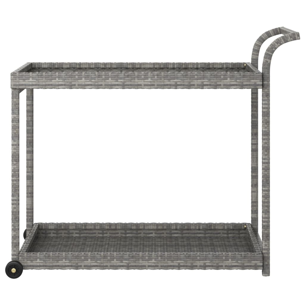 Carrello da Bar Grigio 100x45x83 cm in Polyrattan - homemem39