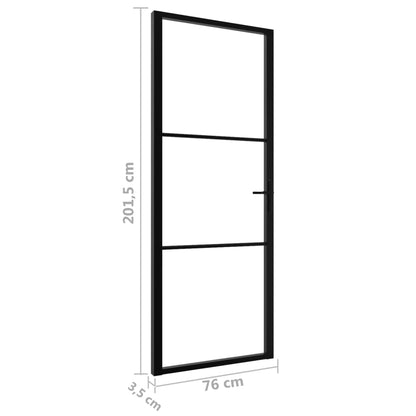 Porta da Interno ESG Vetro e Alluminio 76x201,5 cm Nera - homemem39