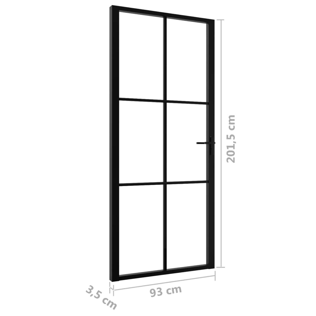 Porta da Interno ESG Vetro e Alluminio 93x201,5 cm Nera - homemem39