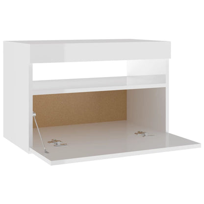 Comodini con Luci LED 2 pz Bianco Lucido 60x35x40 cm - homemem39