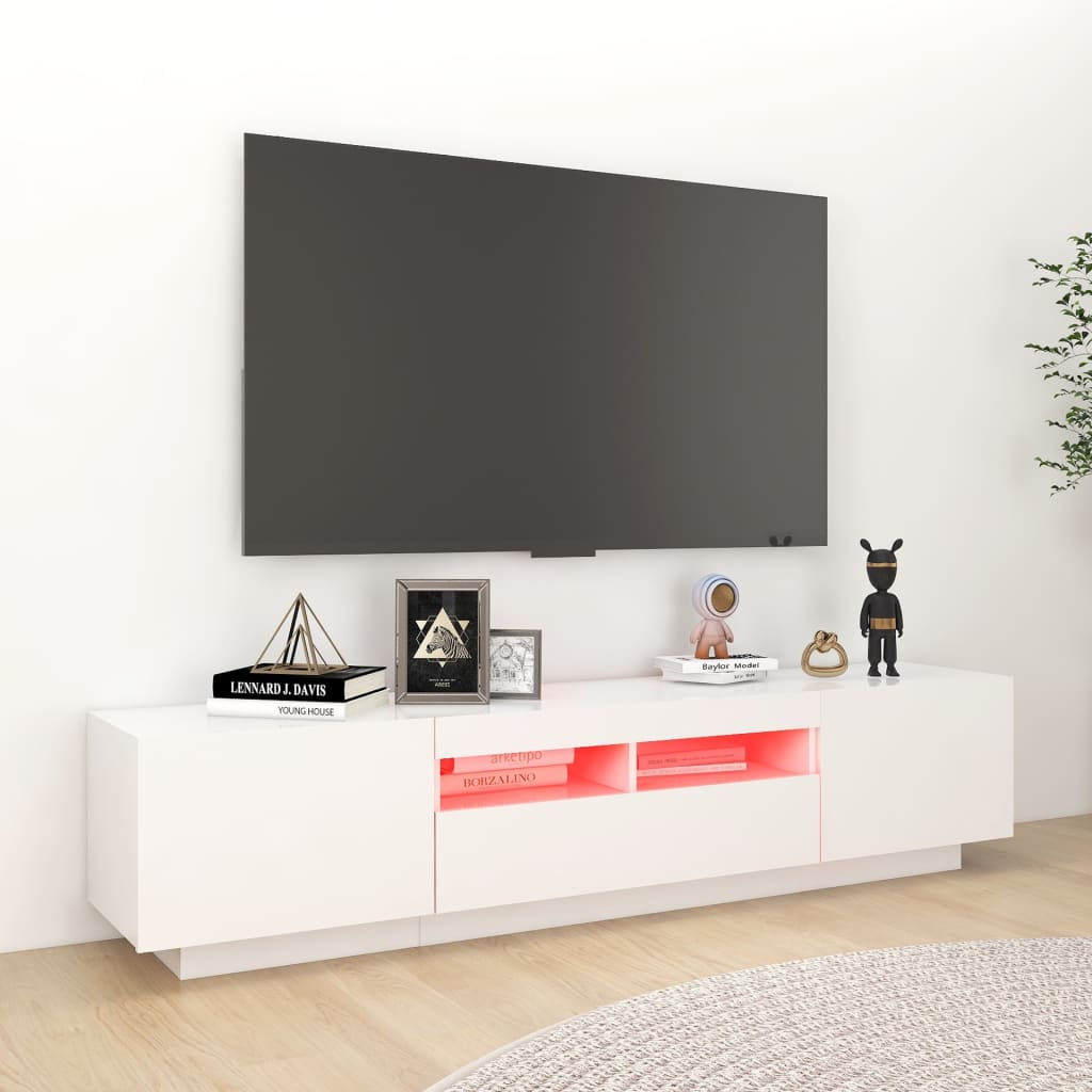 Mobile Porta TV con Luci LED Bianco 180x35x40 cm - homemem39