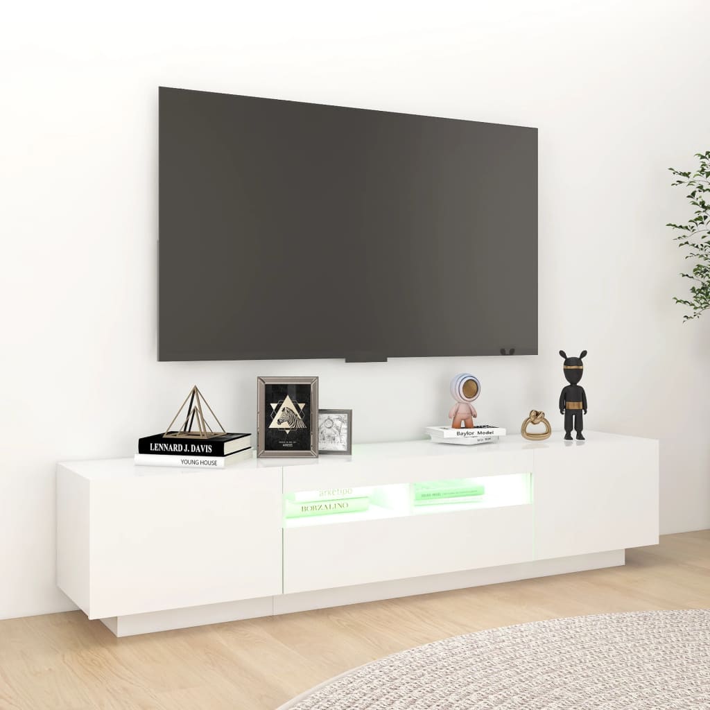 Mobile Porta TV con Luci LED Bianco 180x35x40 cm - homemem39