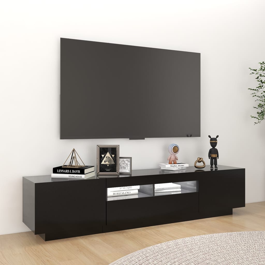 Mobile Porta TV con Luci LED Nero 180x35x40 cm - homemem39