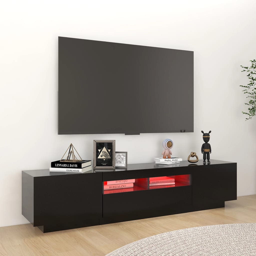 Mobile Porta TV con Luci LED Nero 180x35x40 cm - homemem39
