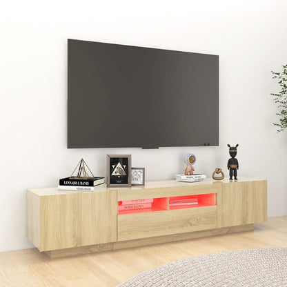 Mobile Porta TV con Luci LED Rovere Sonoma 180x35x40 cm - homemem39