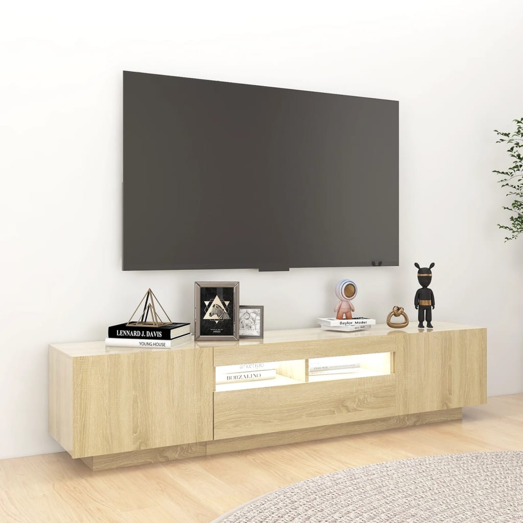 Mobile Porta TV con Luci LED Rovere Sonoma 180x35x40 cm - homemem39