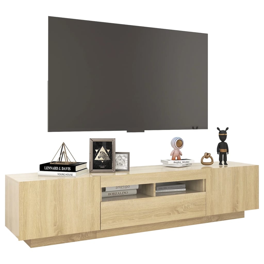 Mobile Porta TV con Luci LED Rovere Sonoma 180x35x40 cm - homemem39