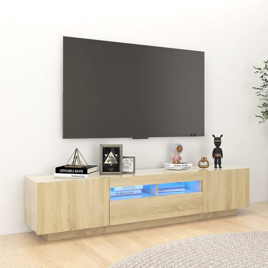 Mobile Porta TV con Luci LED Rovere Sonoma 180x35x40 cm - homemem39