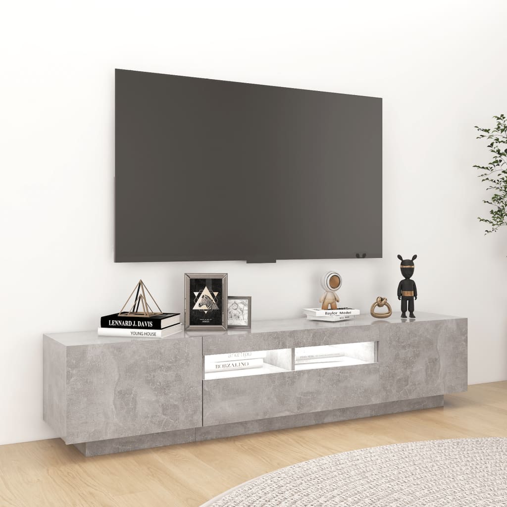 Mobile Porta TV con Luci LED Grigio Cemento 180x35x40 cm - homemem39