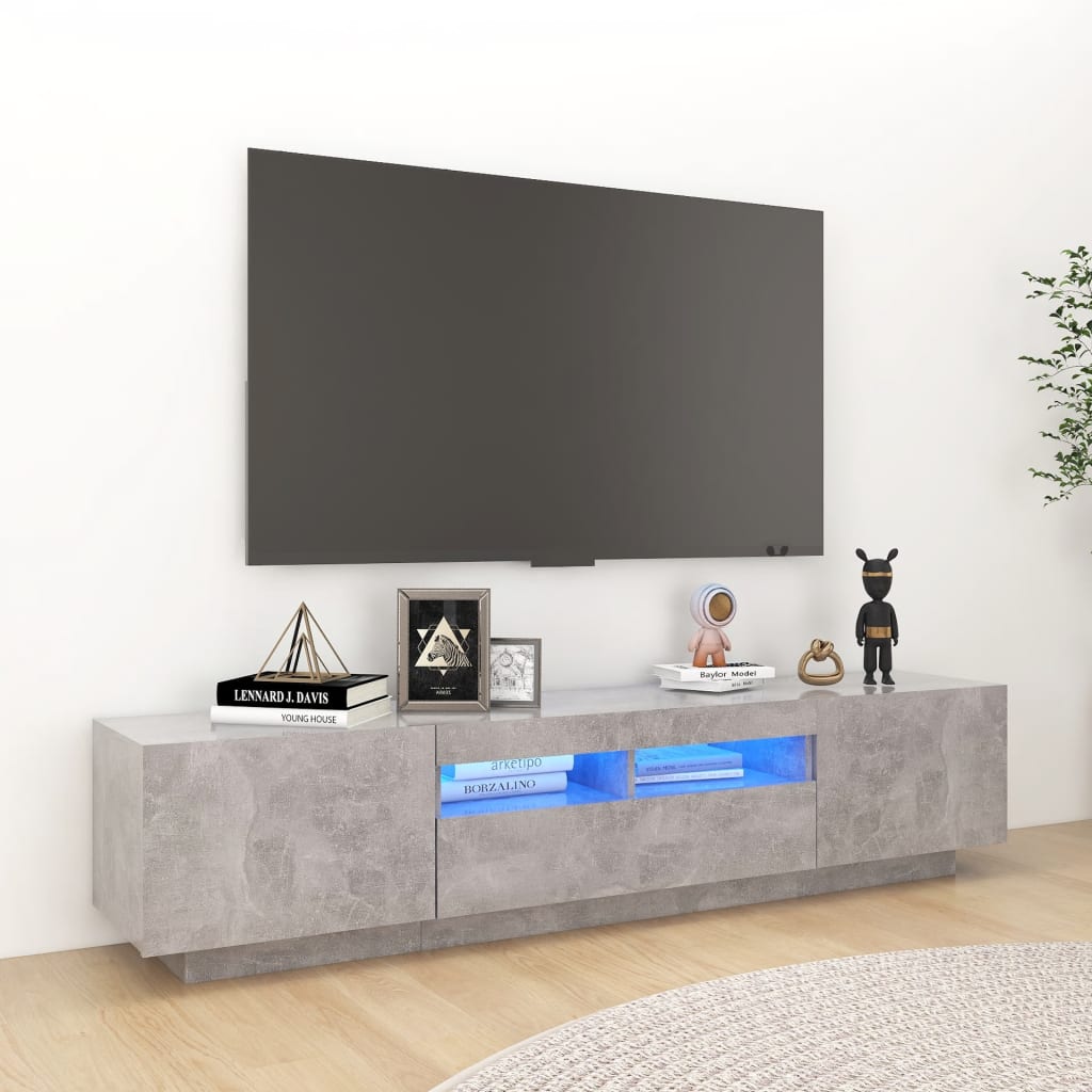 Mobile Porta TV con Luci LED Grigio Cemento 180x35x40 cm - homemem39