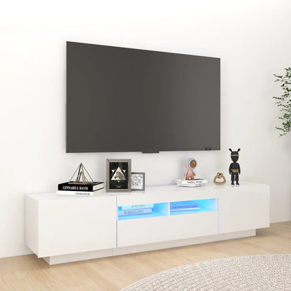 Mobile Porta TV con Luci LED Bianco Lucido 180x35x40 cm - homemem39