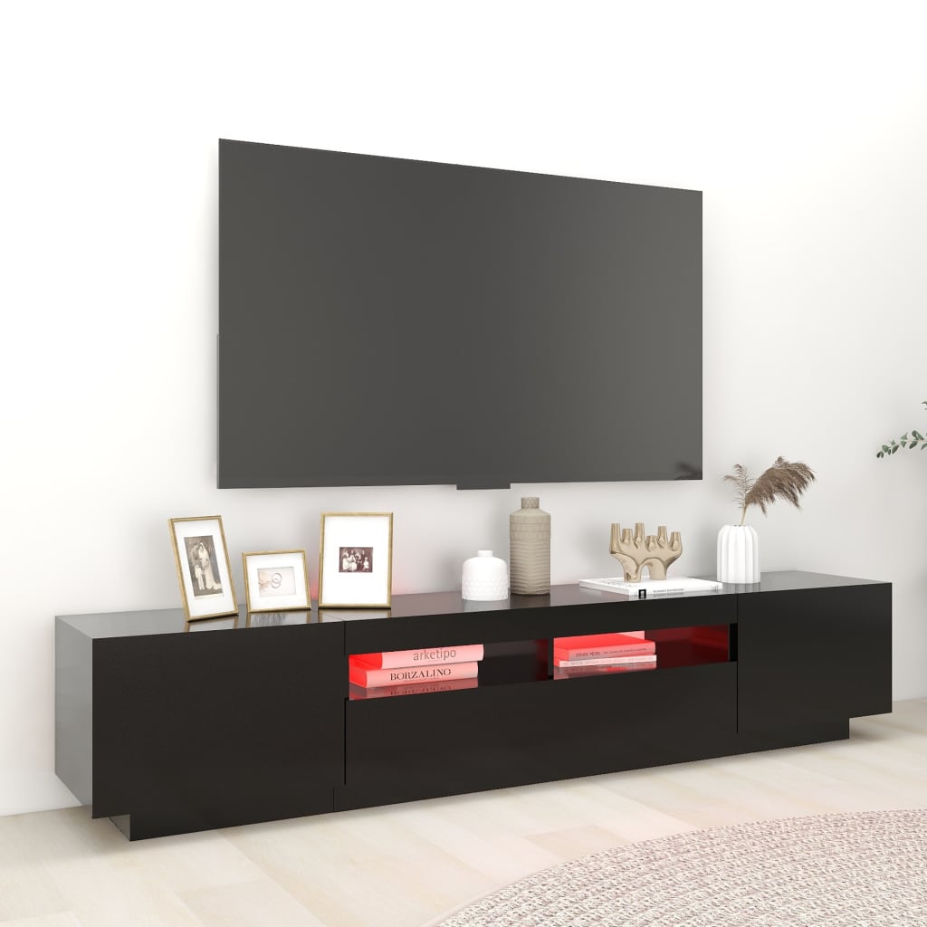 Mobile Porta TV con Luci LED Nero 200x35x40 cm - homemem39