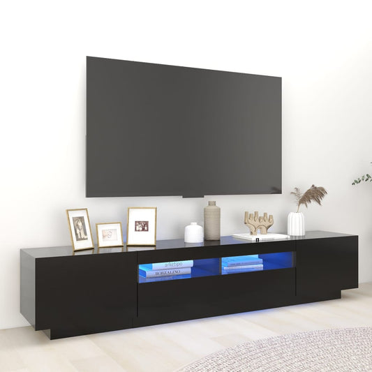 Mobile Porta TV con Luci LED Nero 200x35x40 cm - homemem39