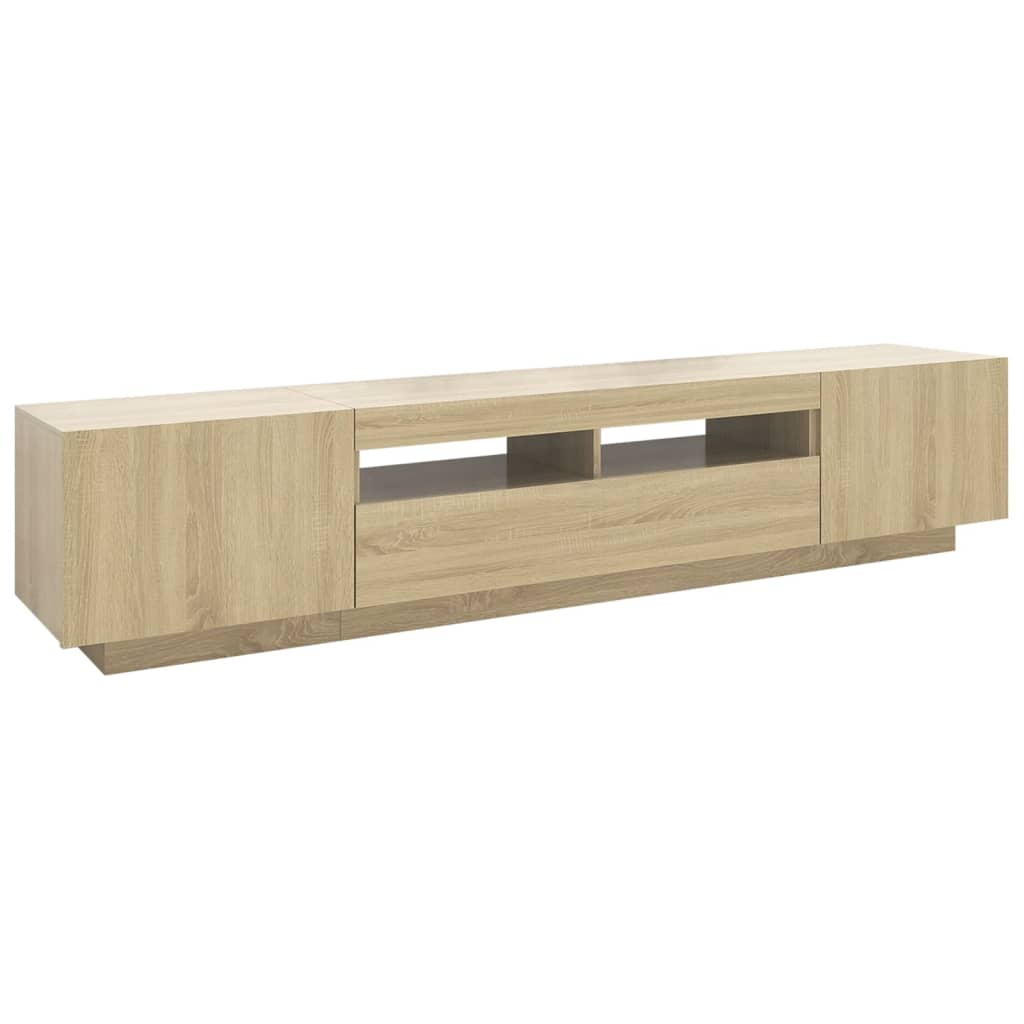 Mobile Porta TV con Luci LED Rovere Sonoma 200x35x40 cm - homemem39