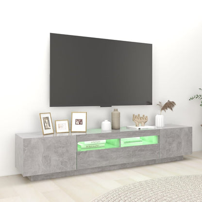 Mobile Porta TV con Luci LED Grigio Cemento 200x35x40 cm - homemem39