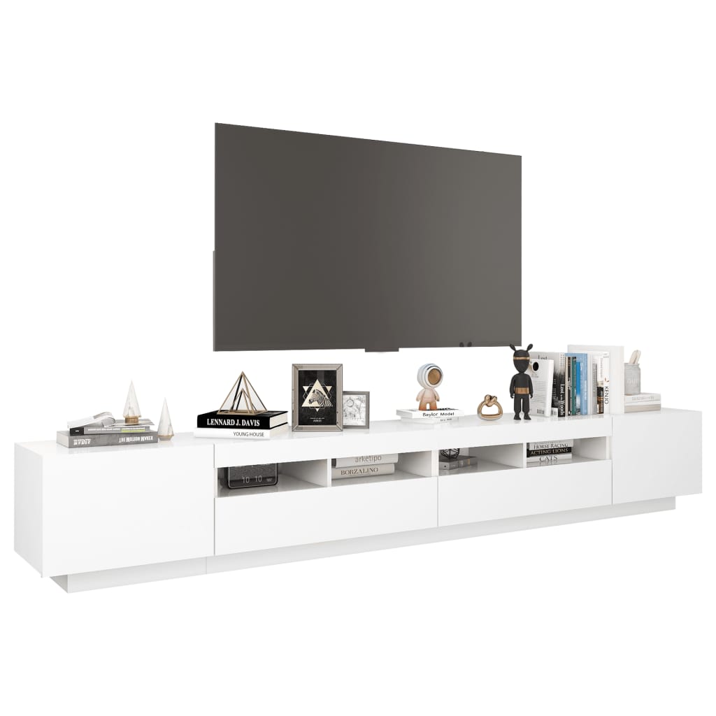 Mobile Porta TV con Luci LED Bianco 260x35x40 cm - homemem39