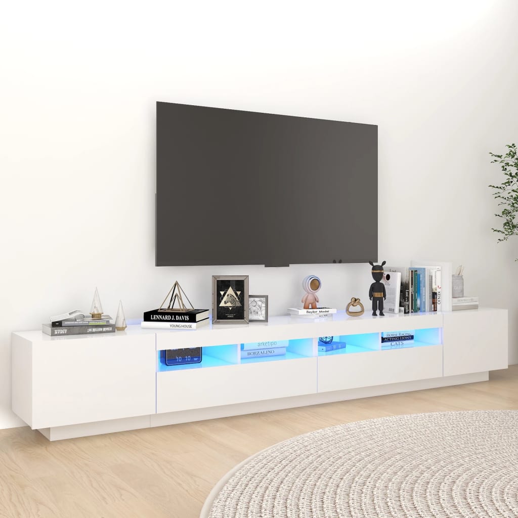 Mobile Porta TV con Luci LED Bianco 260x35x40 cm - homemem39