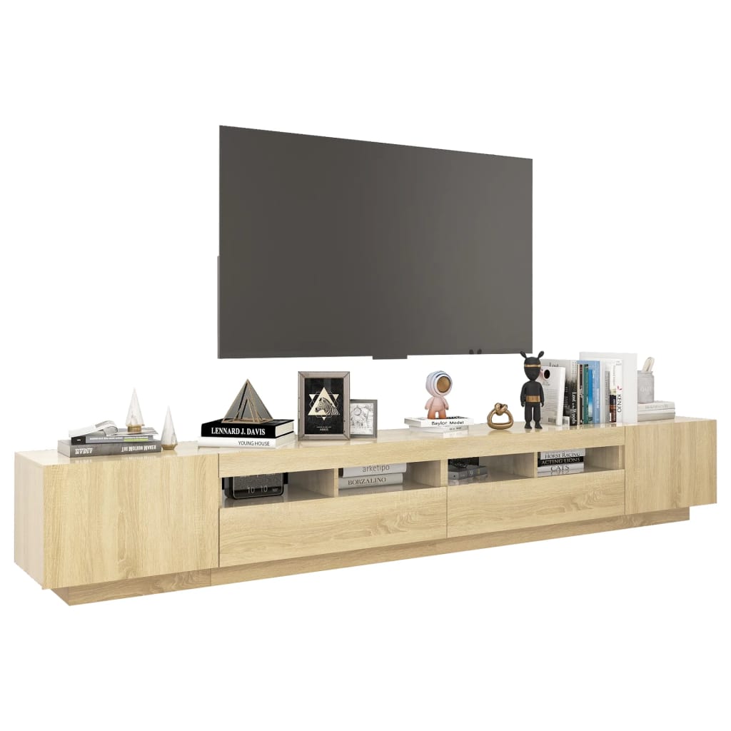 Mobile Porta TV con Luci LED Rovere Sonoma 260x35x40 cm - homemem39