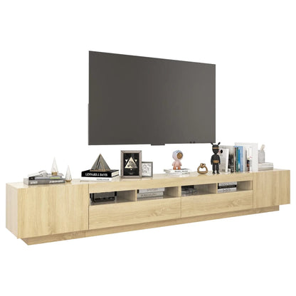 Mobile Porta TV con Luci LED Rovere Sonoma 260x35x40 cm - homemem39