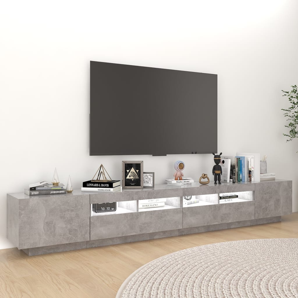 Mobile Porta TV con Luci LED Grigio Cemento 260x35x40 cm - homemem39