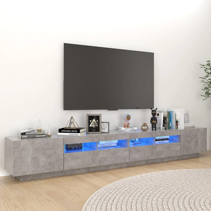 Mobile Porta TV con Luci LED Grigio Cemento 260x35x40 cm - homemem39