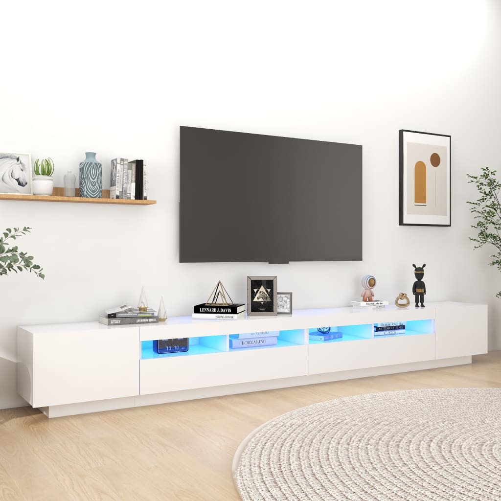 Mobile Porta TV con Luci LED Bianco 300x35x40 cm - homemem39