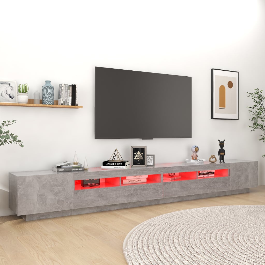 Mobile Porta TV con Luci LED Grigio Cemento 300x35x40 cm - homemem39