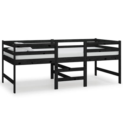 Letto Medio-Alto Nero in Legno Massello di Pino 90x200 cm - homemem39