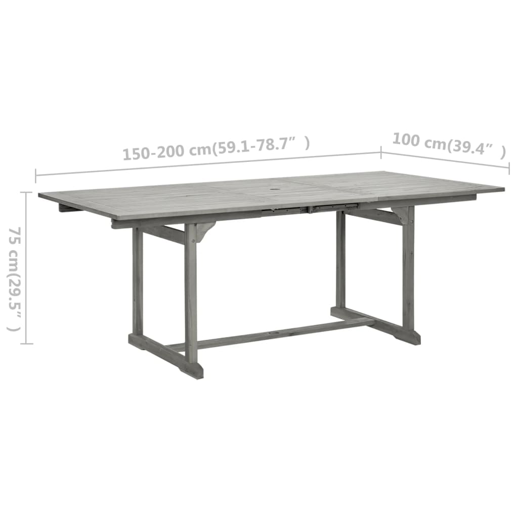 Tavolo da Pranzo per Esterni (150-200)x100x75cm Massello Acacia - homemem39