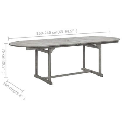 Tavolo da Pranzo per Esterni (160-240)x100x75cm Massello Acacia - homemem39