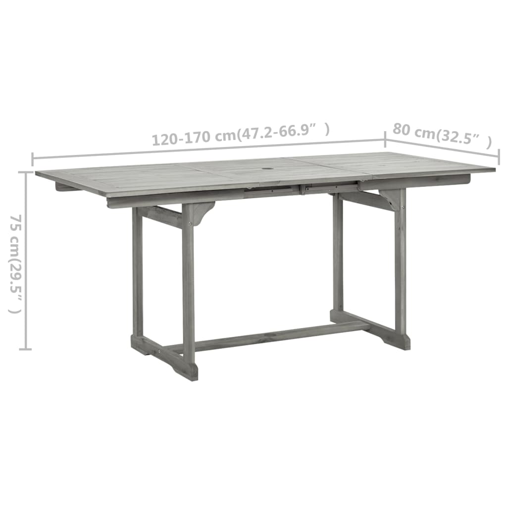 Tavolo da Pranzo per Esterni (120-170)x80x75 cm Massello Acacia - homemem39